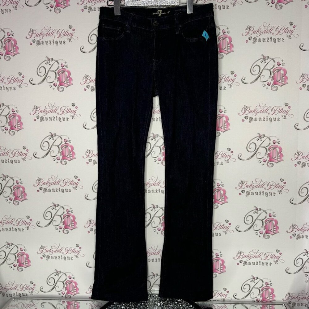 7 for all mankind jeans denim mid rise boot cut pants 👖 blue dark wash comfy